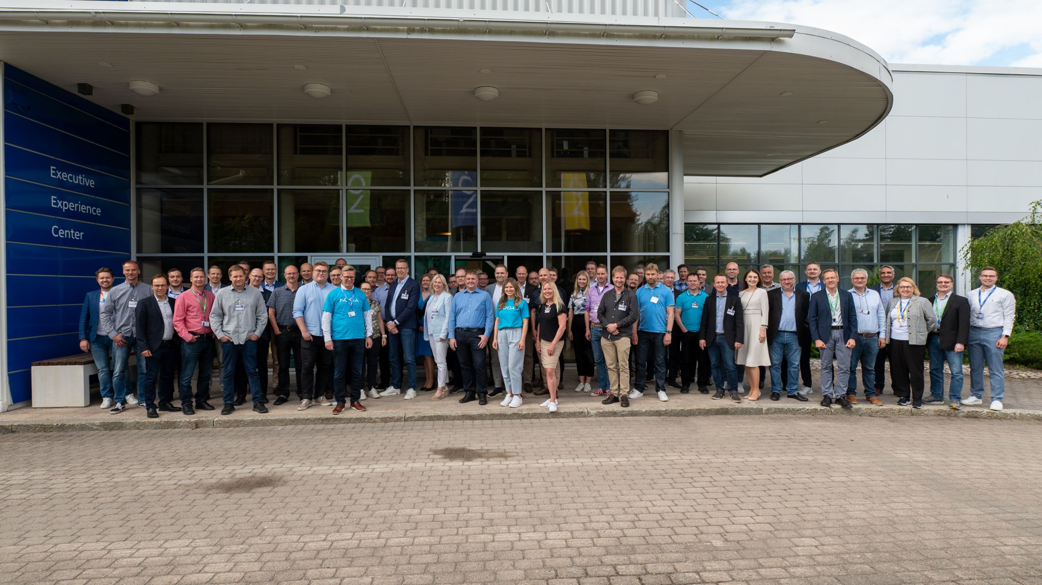 Group photo of Lauri Alho and other participants from the Telia MWC24 Revisited event at Nokia HQs, where Lauri focused on 5G monetization and Nokia Network as Code.