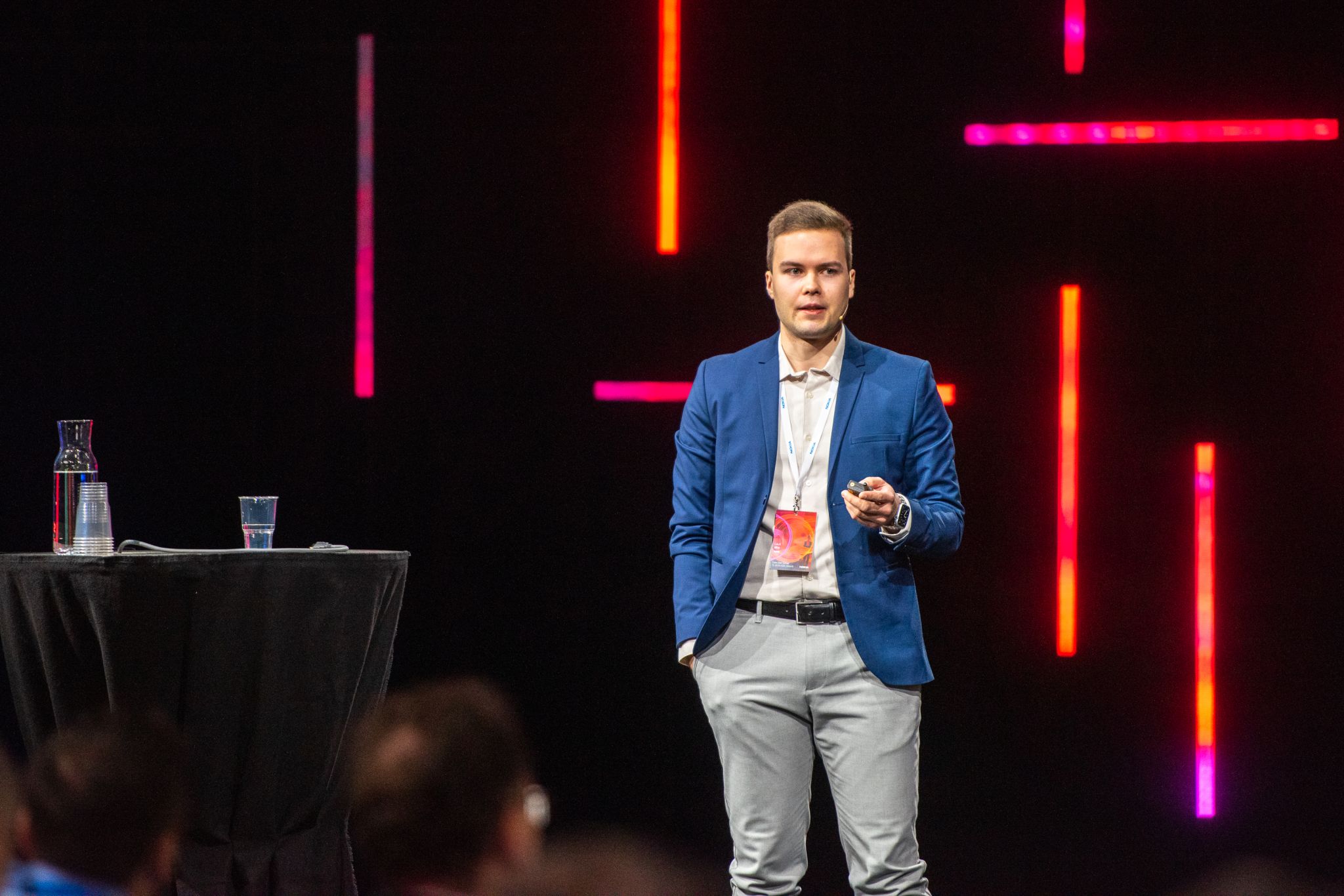 Presenter at Nokia Core User Group 2022 delivering a presentation on Network as Code at Espoo HQ.